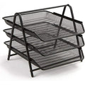 Letter Tray Metal 3 Tier Silver/Black ColorWaves