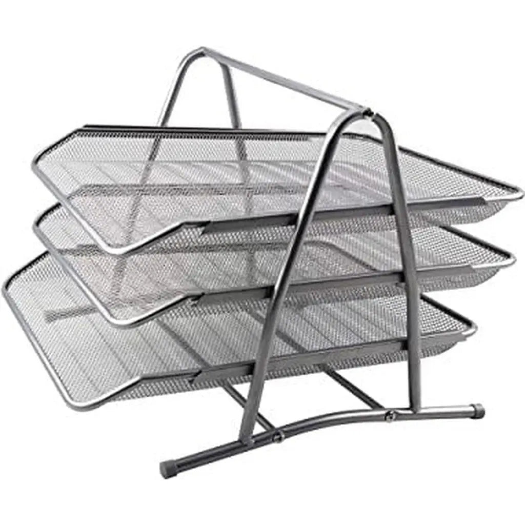 Letter Tray Metal 3 Tier Silver/Black ColorWaves