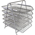 Letter Tray Metal 5 Tier Silver/Black ColorWaves