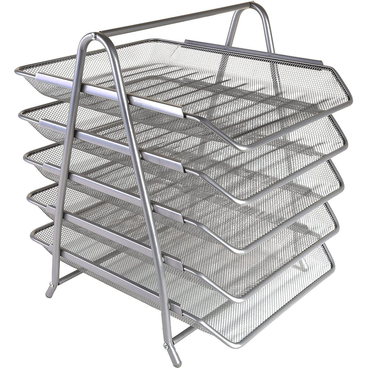 Letter Tray Metal 5 Tier Silver/Black ColorWaves