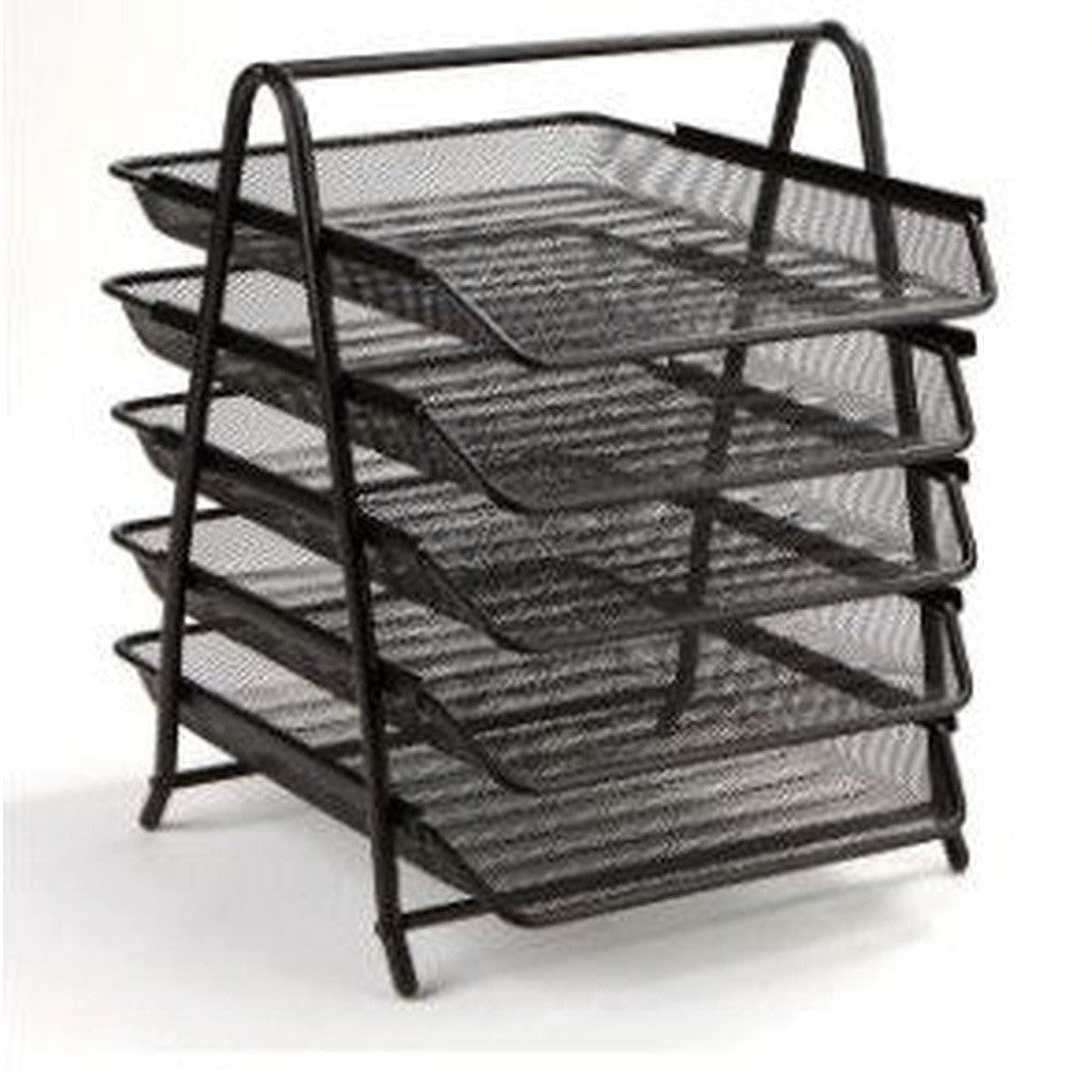 Letter Tray Metal 5 Tier Silver/Black ColorWaves