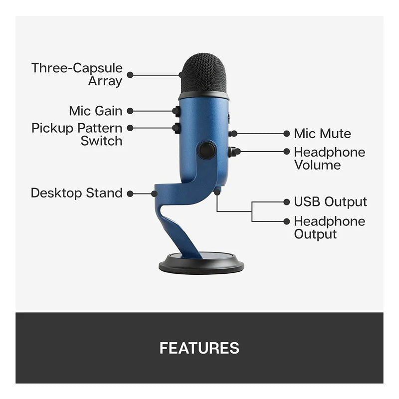 Logitech Blue Yeti USB Microphone - USB / Midnight Blue Logitech