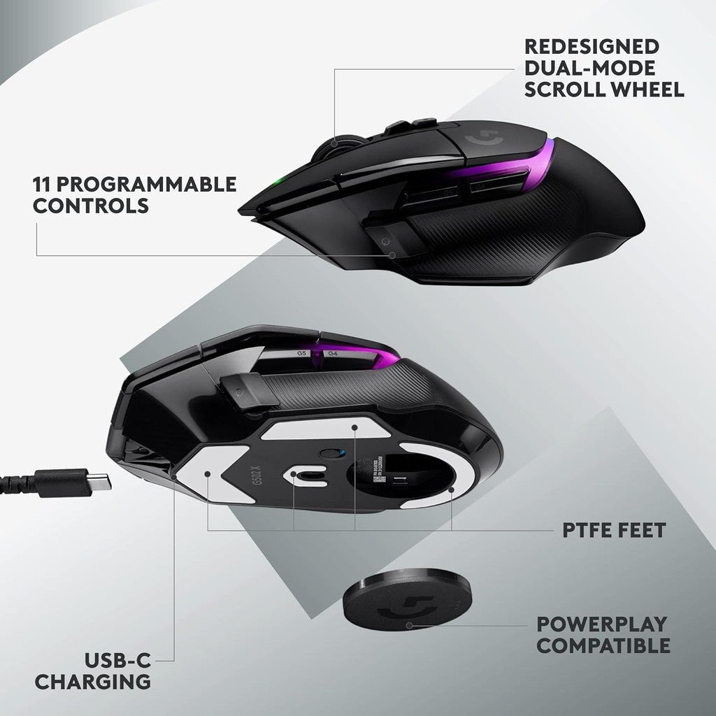 Logitech G502 X PLUS LIGHTSPEED Gaming Mouse - Wireless / RGB / Black Logitech
