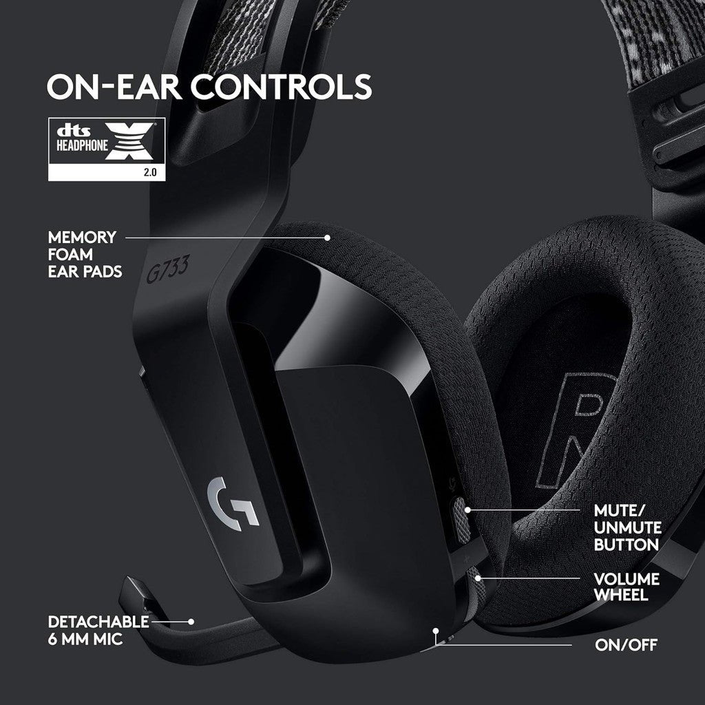 Logitech G733 Lightspeed Gaming Headset - Wireless / RGB / Black Logitech