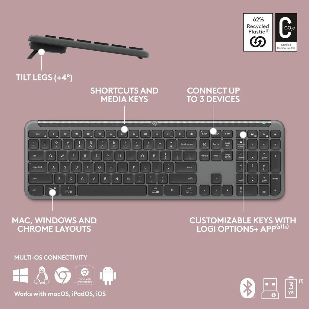 Logitech K950 Bluetooth Keyboard - Arabic/English / Black Logitech
