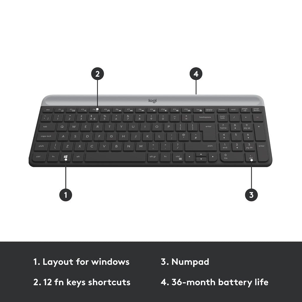 Logitech MK470 Slim Wireless Keyboard/Mouse Combo - Arb/Eng Logitech