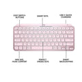 Logitech MX Keys Mini Bluetooth Illuminated Keyboard, English - Rose Pink Logitech