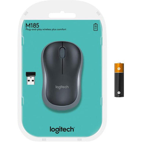 Logitech Mouse M185 Wireless Nano - Black and Grey Logitech