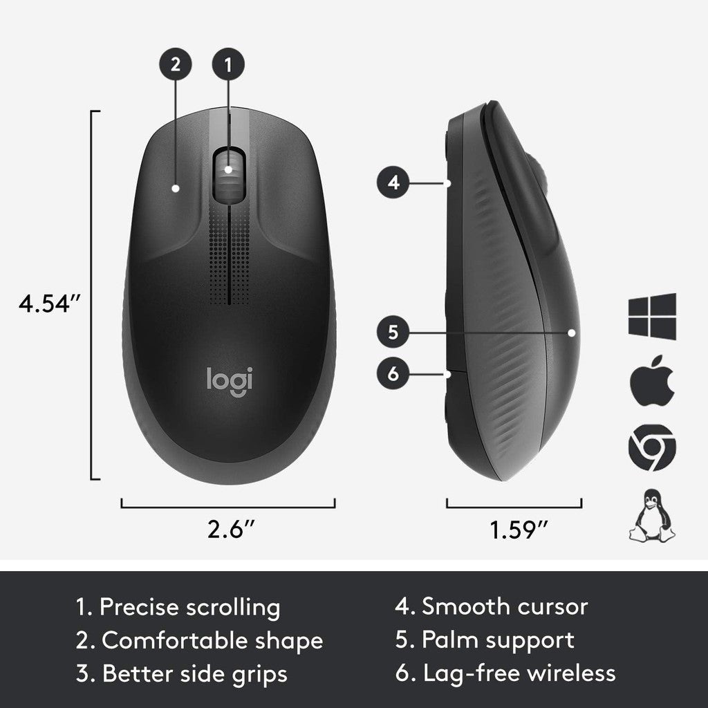 Logitech Mouse M190 Wireless - Black Logitech