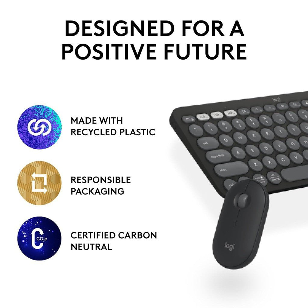Logitech Pebble 2 Keyboard Mouse Combo - Tonal Graphite (Eng/Arb) Logitech