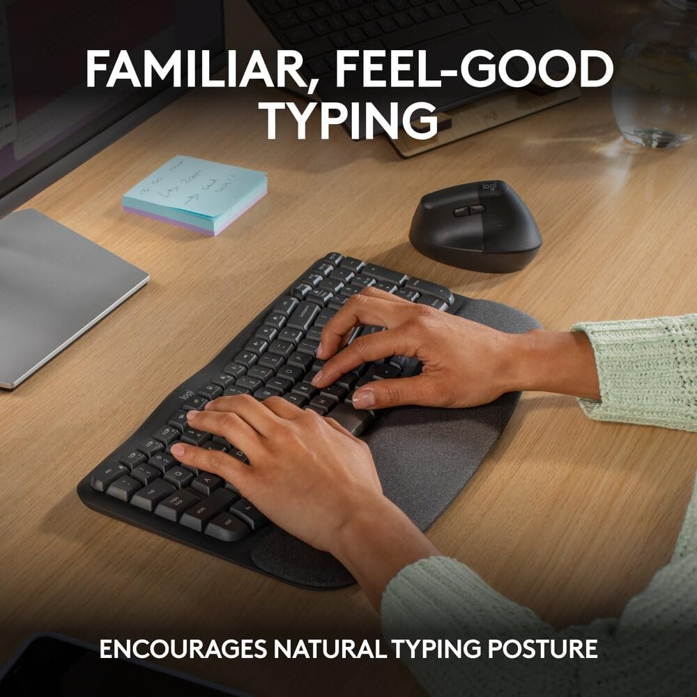 Logitech Wave Bluetooth Ergonomic keyboard - Graphite - Arb/Eng Logitech