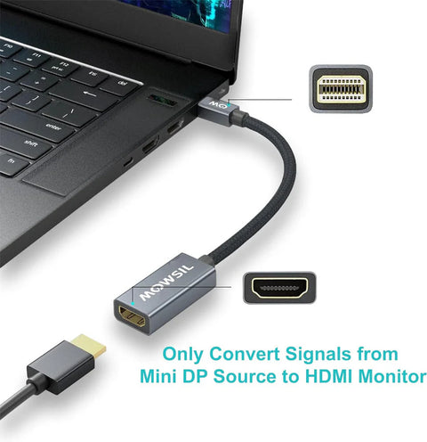Mowsil Mini DisplayPort to HDMI Adapter - 4K / Grey Mowsil