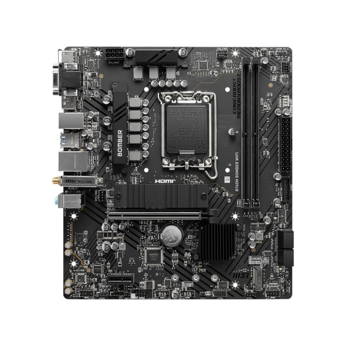 MSI B760M Bomber Wi-Fi Motherboard Dual Channel DDR5-6400+MHz, LGA 1700 Socket ColorWaves