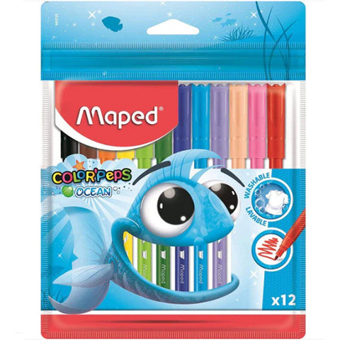 Maped Colored Felt Tip Pens Ocean 12 Colors ColorWaves