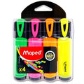 Maped Fluo Quality Neon Highlighters Markers Ergo 4 Pack ColorWaves