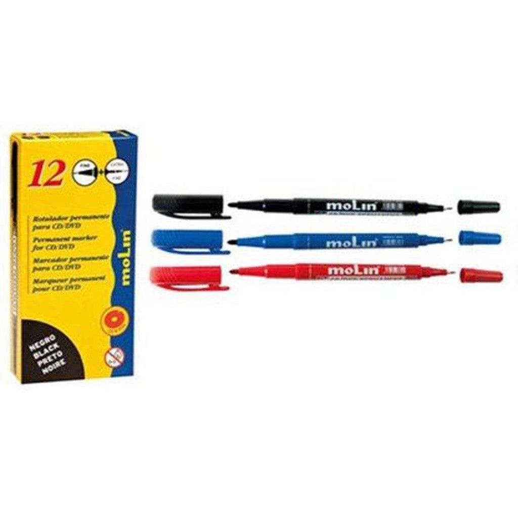 Molin Box Of 12 Double Nib Cd/Dvd Marker ColorWaves