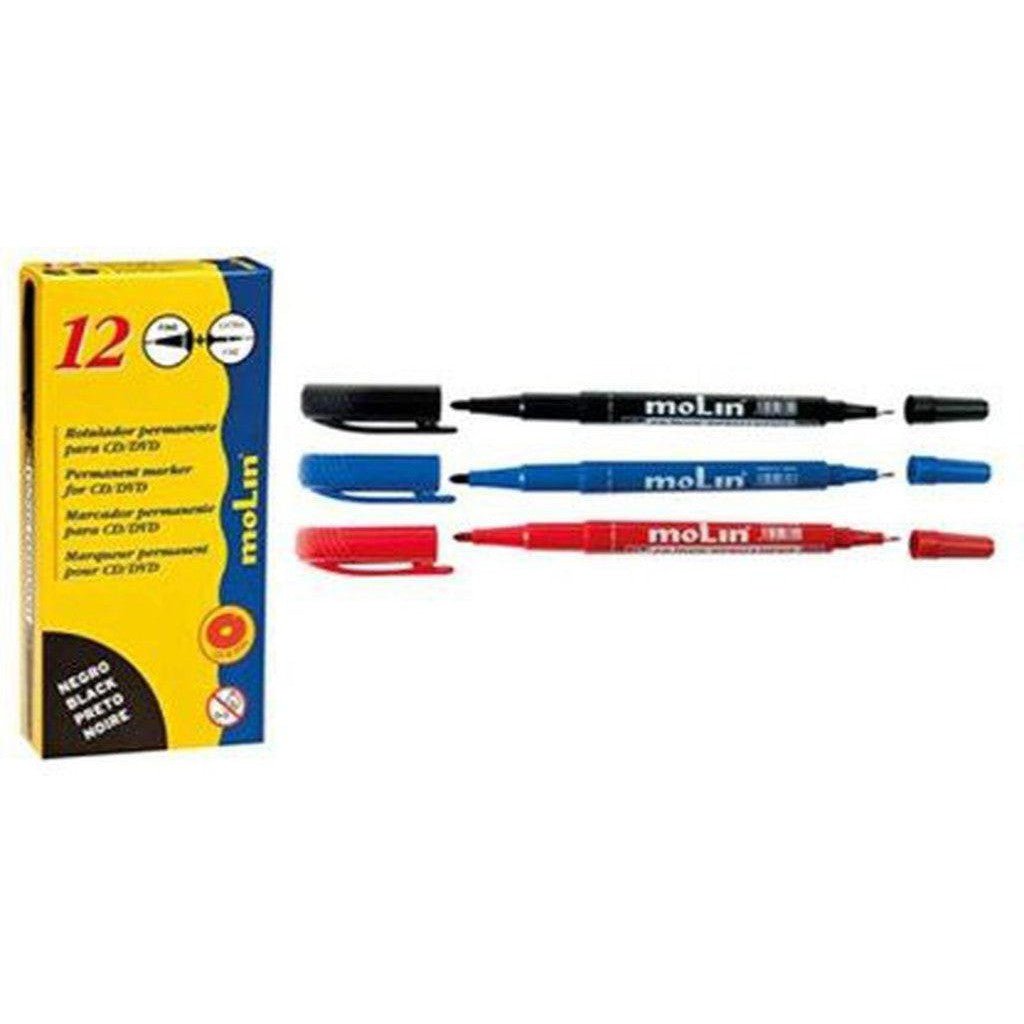 Molin Box Of 12 Double Nib Cd/Dvd Marker ColorWaves