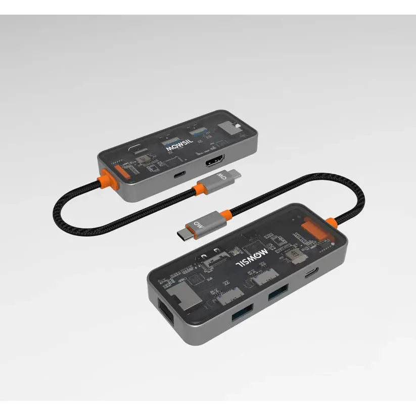 Mowsil 6-in-1 USB-C Hub Docking Station 4K@60Hz HDMI 100W PD RJ45 2×USB 3.0 & USB-C Data MacBook iPad Mowsil