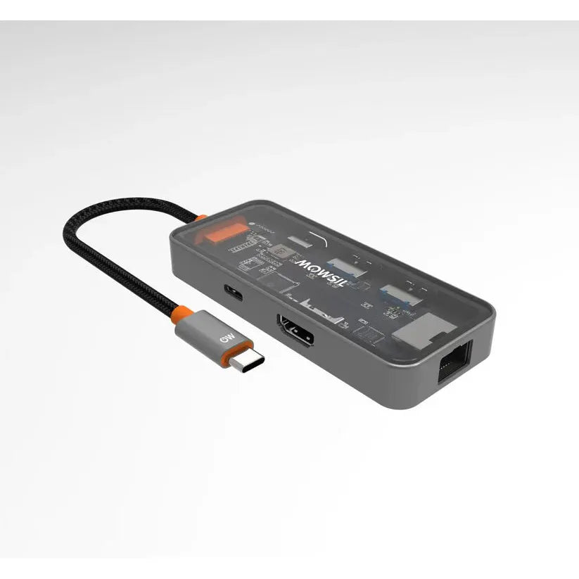 Mowsil 6-in-1 USB-C Hub Docking Station 4K@60Hz HDMI 100W PD RJ45 2×USB 3.0 & USB-C Data MacBook iPad Mowsil