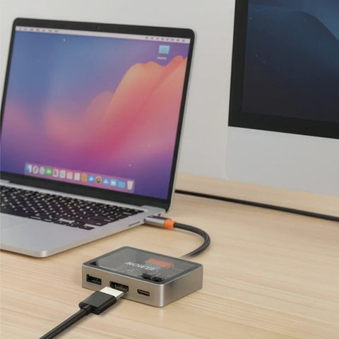 Mowsil USB-C to HDMI Multiport Adapter – 4K@60Hz, USB-A 5Gbps & 100W PD, Zinc Alloy 3-in-1 Dock for MacBook Mowsil