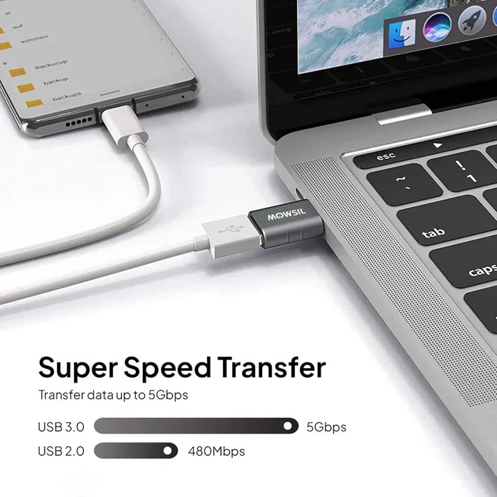 Mowsil USB-C to USB-A OTG Adapter 5Gbps High-Speed Data & Charging Converter for MacBook iPad & Android Mowsil