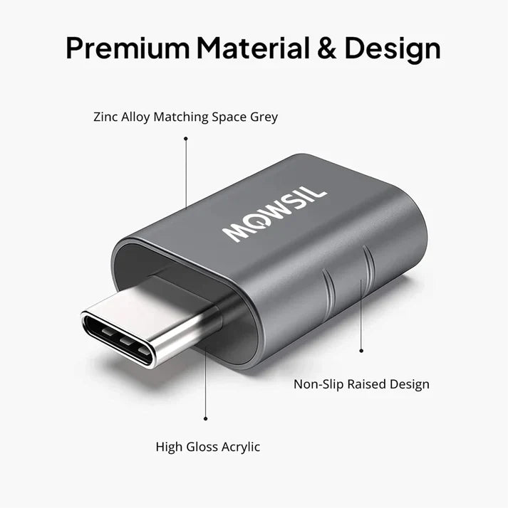 Mowsil USB-C to USB-A OTG Adapter 5Gbps High-Speed Data & Charging Converter for MacBook iPad & Android Mowsil