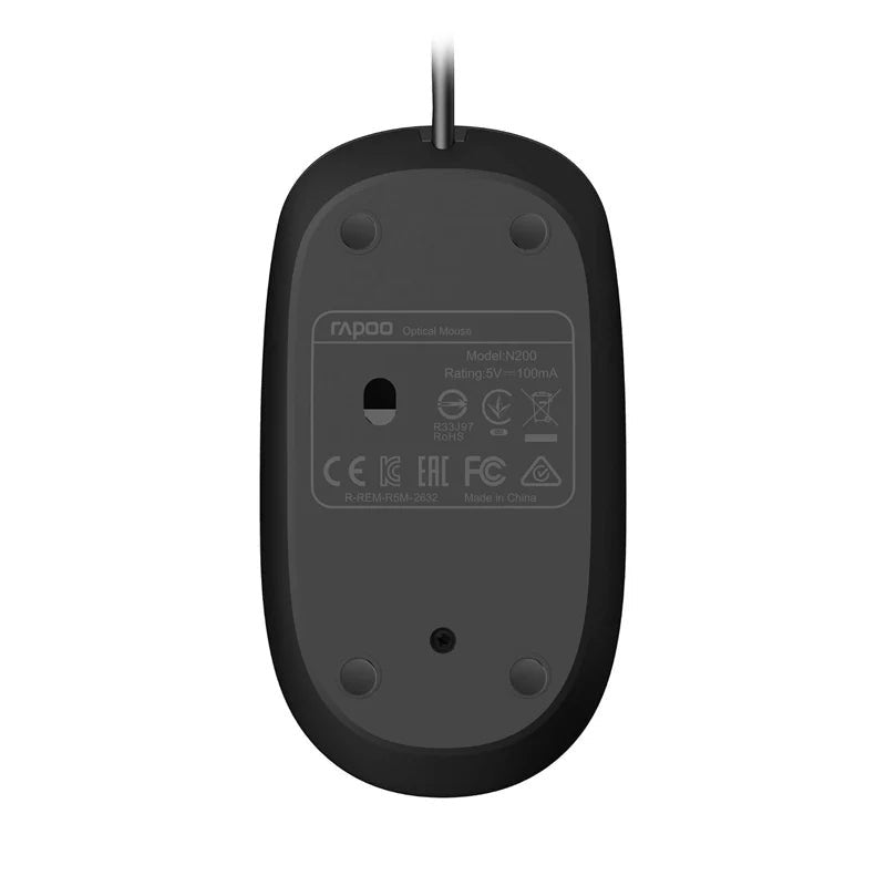 Rapoo N200 Wired Optical Mouse Black ColorWaves