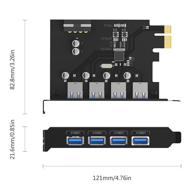 ORICO 4 Port USB 3.0 PCI-E Expansion Card ColorWaves