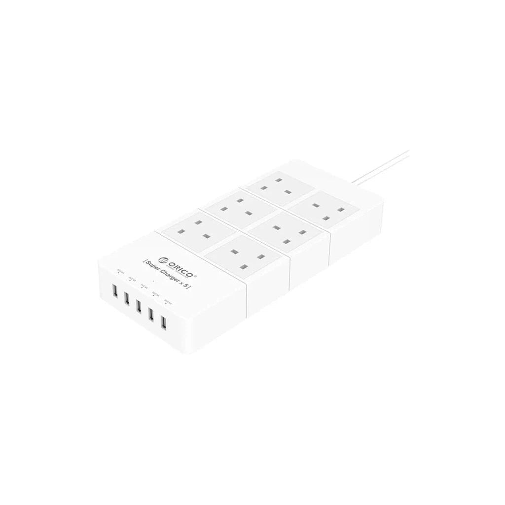 ORICO 6 Ac Outlet Surge Protector With 5 USB Charging Port - White ColorWaves