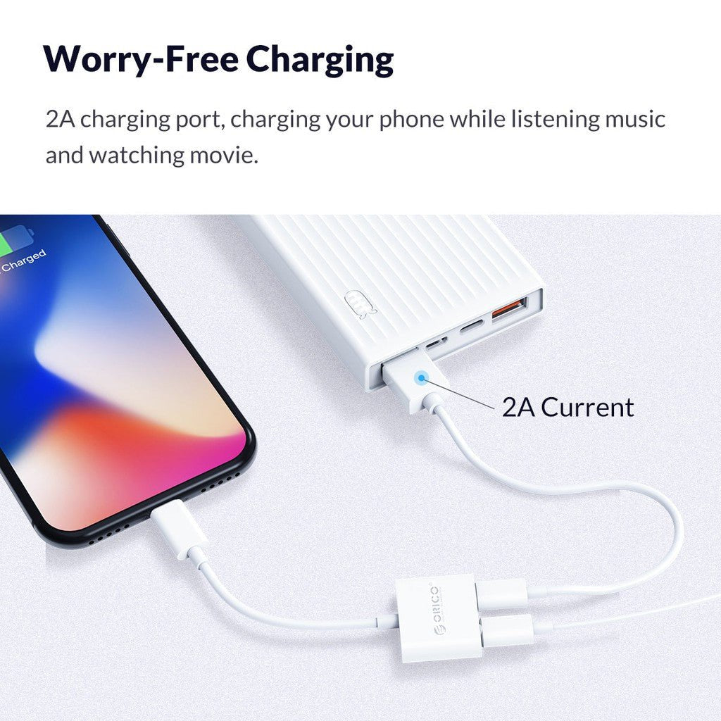 ORICO Charging & Audio Adapter for Phone - White ColorWaves