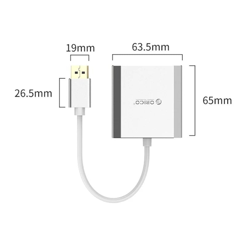 ORICO DP TO DUAL DP 4K - 15cm / Dispalyport / USB - Silver ColorWaves