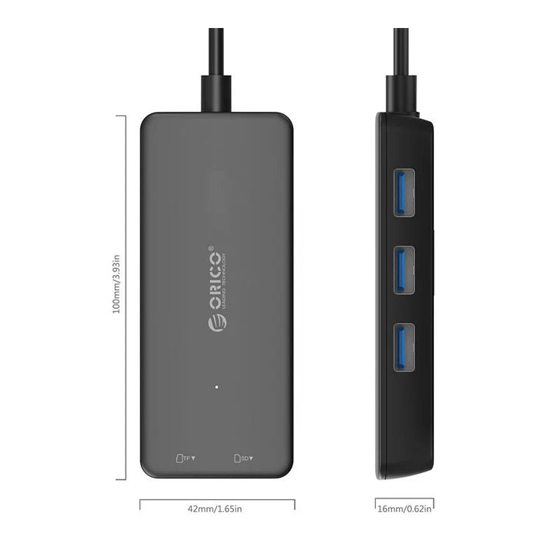 ORICO USB HUB - USB3.0 3-Port / Card Reader / Black ColorWaves