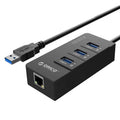 ORICO USB HUB - USB3.0 3-Port / LAN / Black ColorWaves