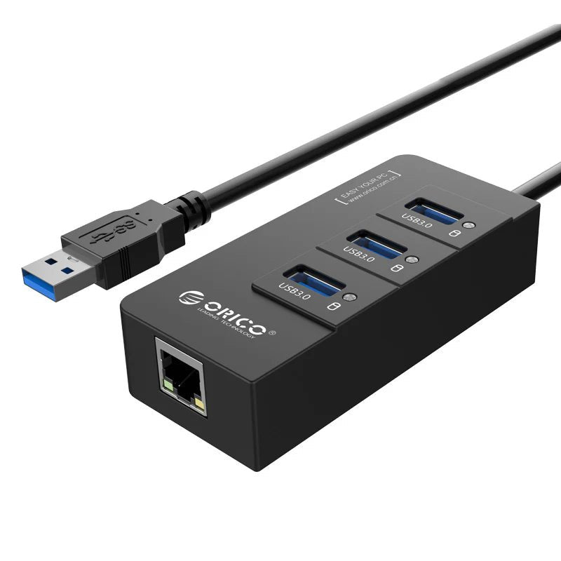 ORICO USB HUB - USB3.0 3-Port / LAN / Black ColorWaves