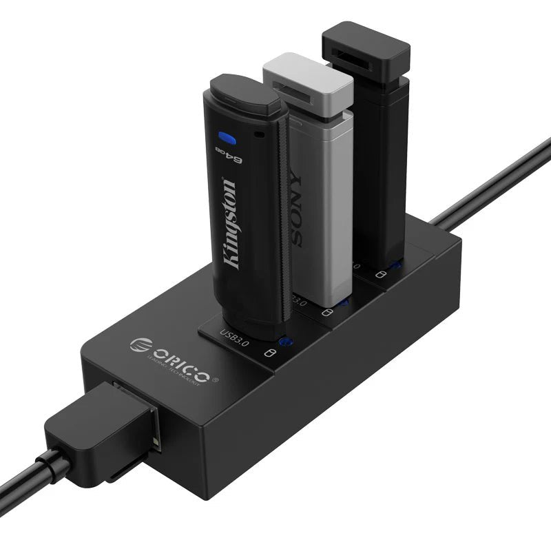 ORICO USB HUB - USB3.0 3-Port / LAN / Black ColorWaves