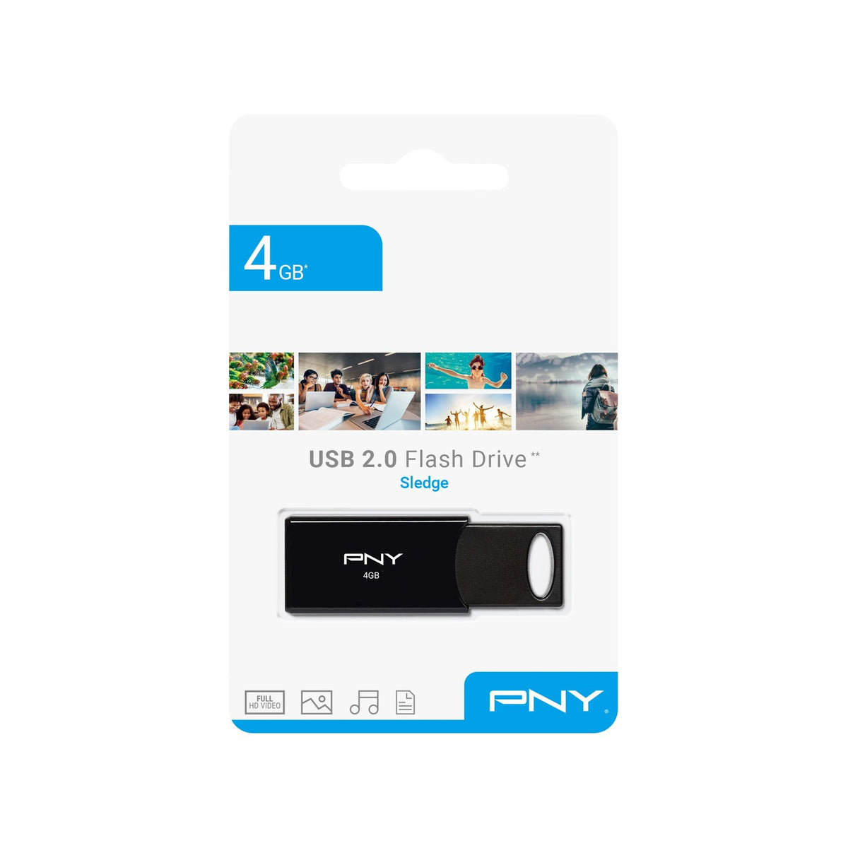 PNY 4GB USB 2.0 Flash Drive Sledge ColorWaves