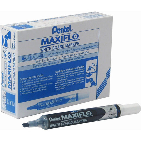 Pentel Maxiflo White Board Chisel Tip Marker (Pack Of 12) ColorWaves