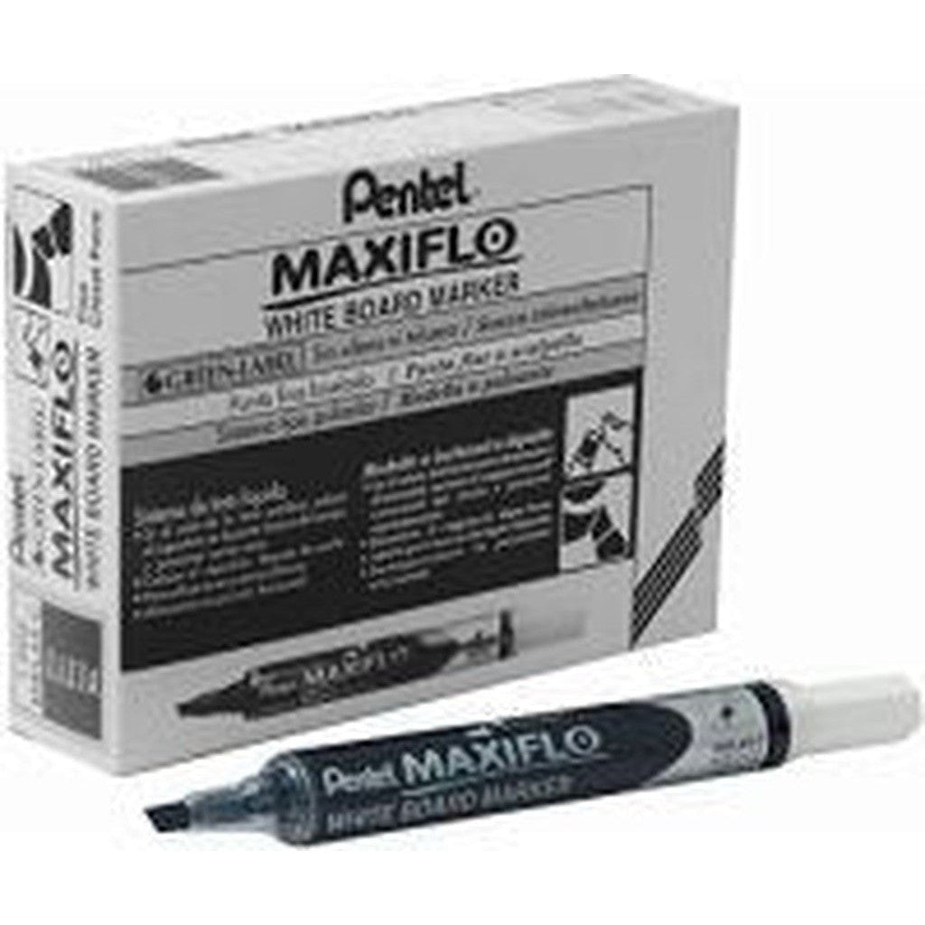 Pentel Maxiflo White Board Chisel Tip Marker (Pack Of 12) ColorWaves