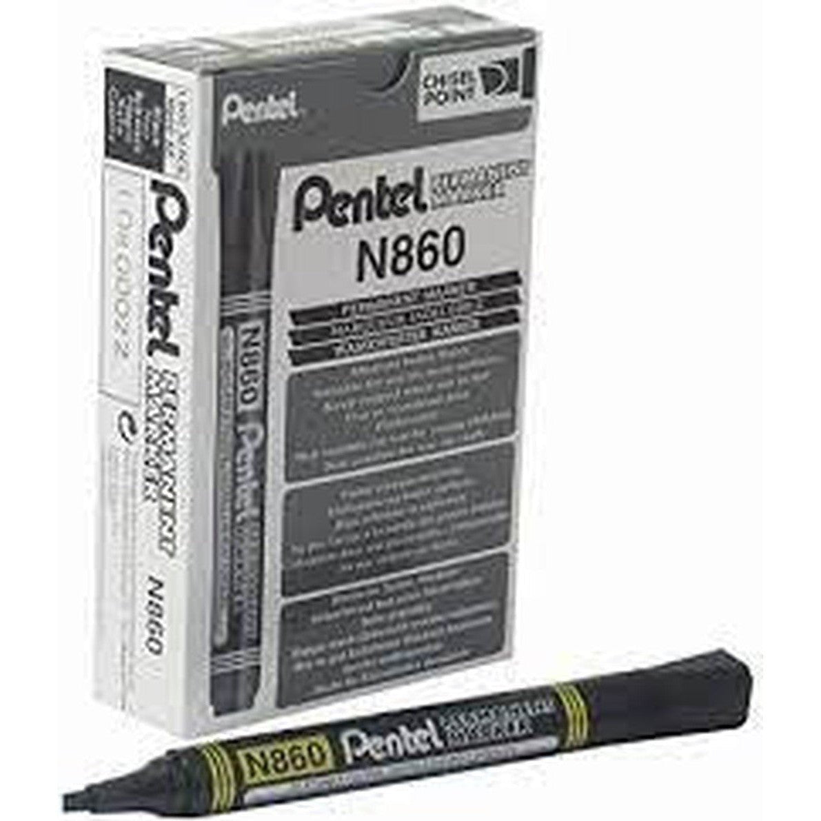 Pentel-N860-Permanent-Marker-Chisel-4.5Mm-Blue/Black ColorWaves