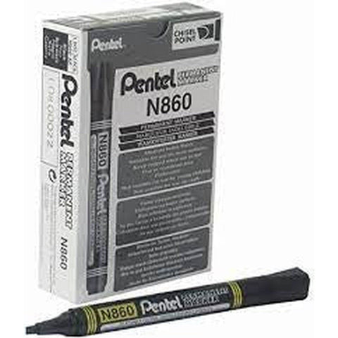 Pentel-N860-Permanent-Marker-Chisel-4.5Mm-Blue/Black ColorWaves