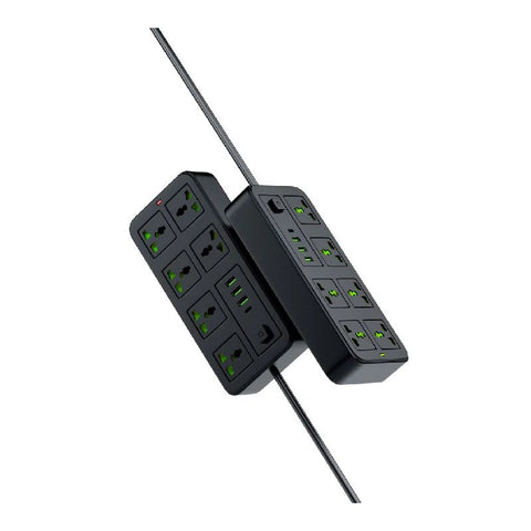 Porodo Blue 6 Universal Sockets Power Strip - 3 Meter / Black ColorWaves