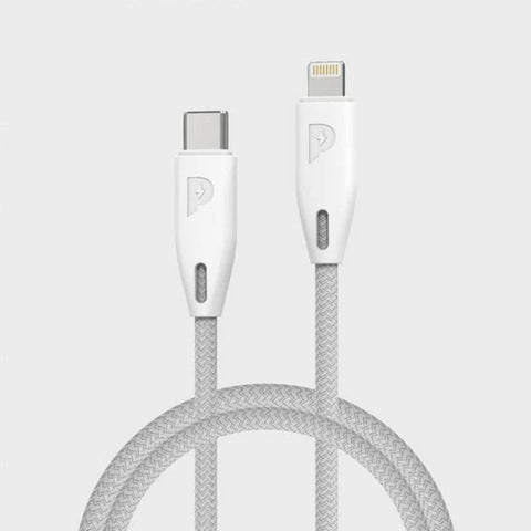 Powerology Braided - USB-C to Lightning Cable / 4ft / White ColorWaves