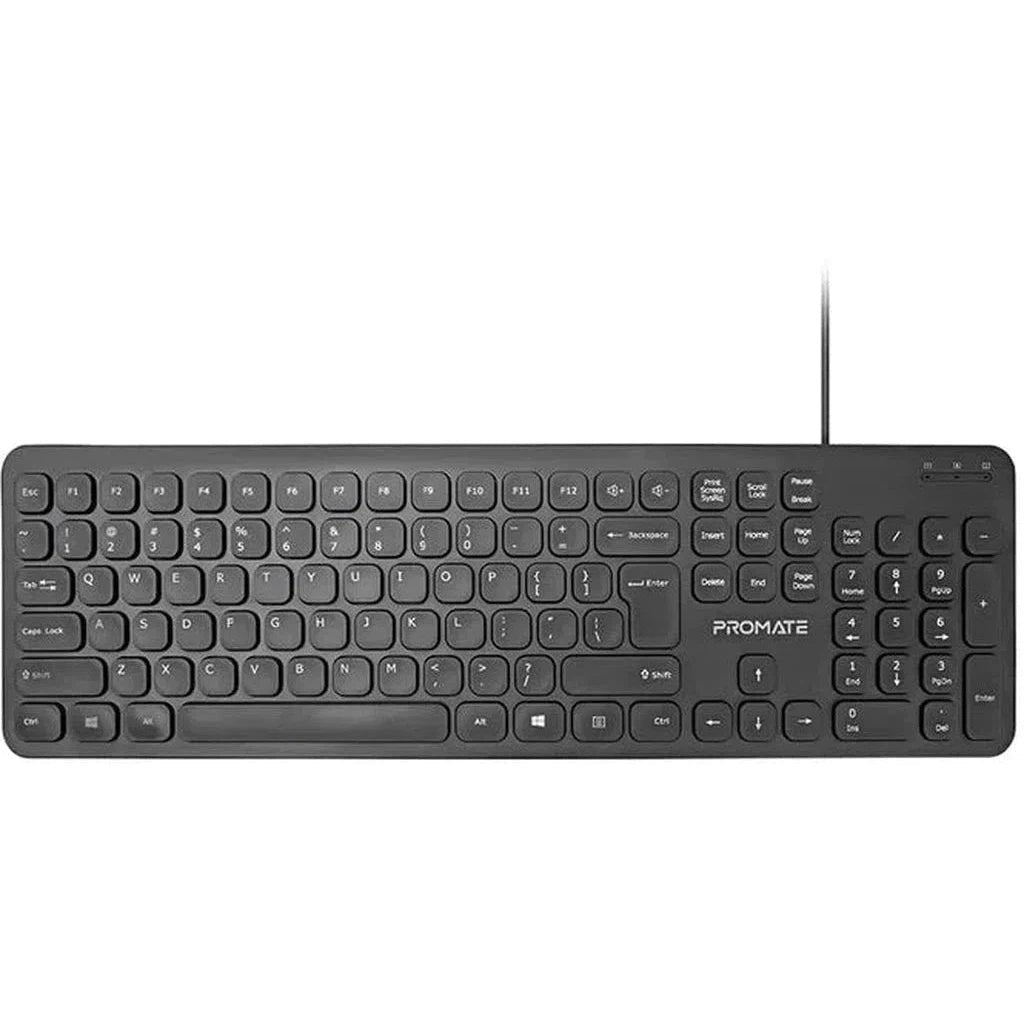 Promate Ultra-Slim Quiet Key Wired Keyboard ColorWaves
