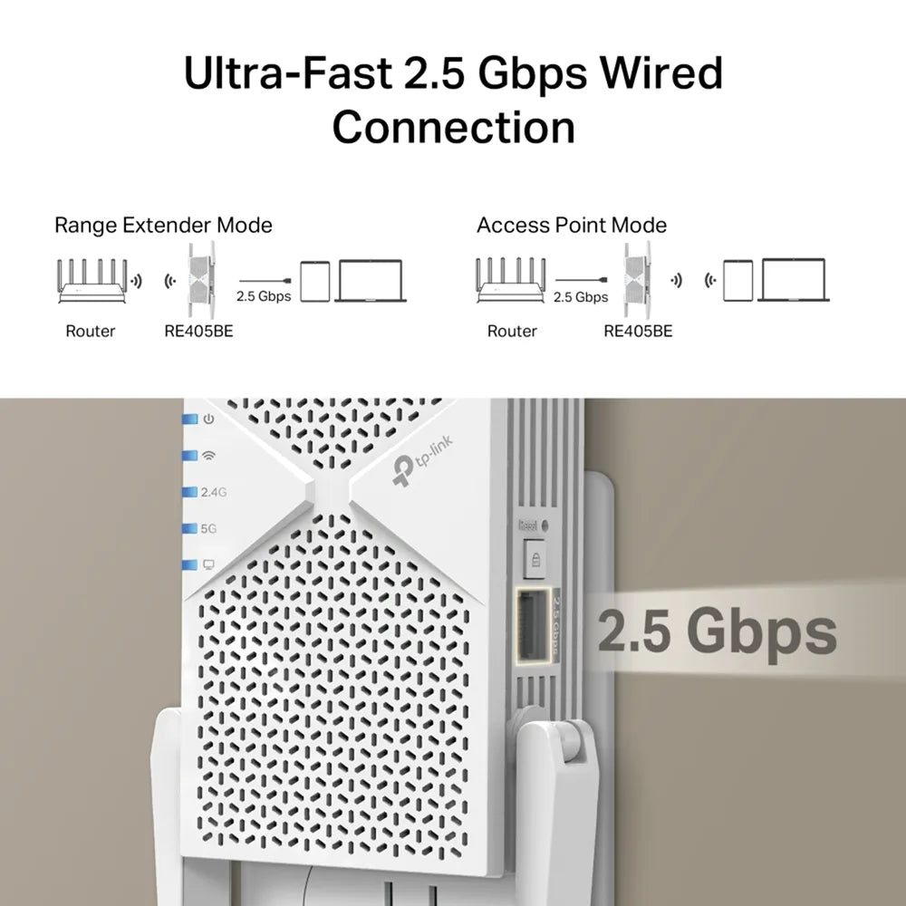 TP-Link RE405BE BE6500 Dual-Band WiFi 7 Range Extender, 2.5GE TP-Link