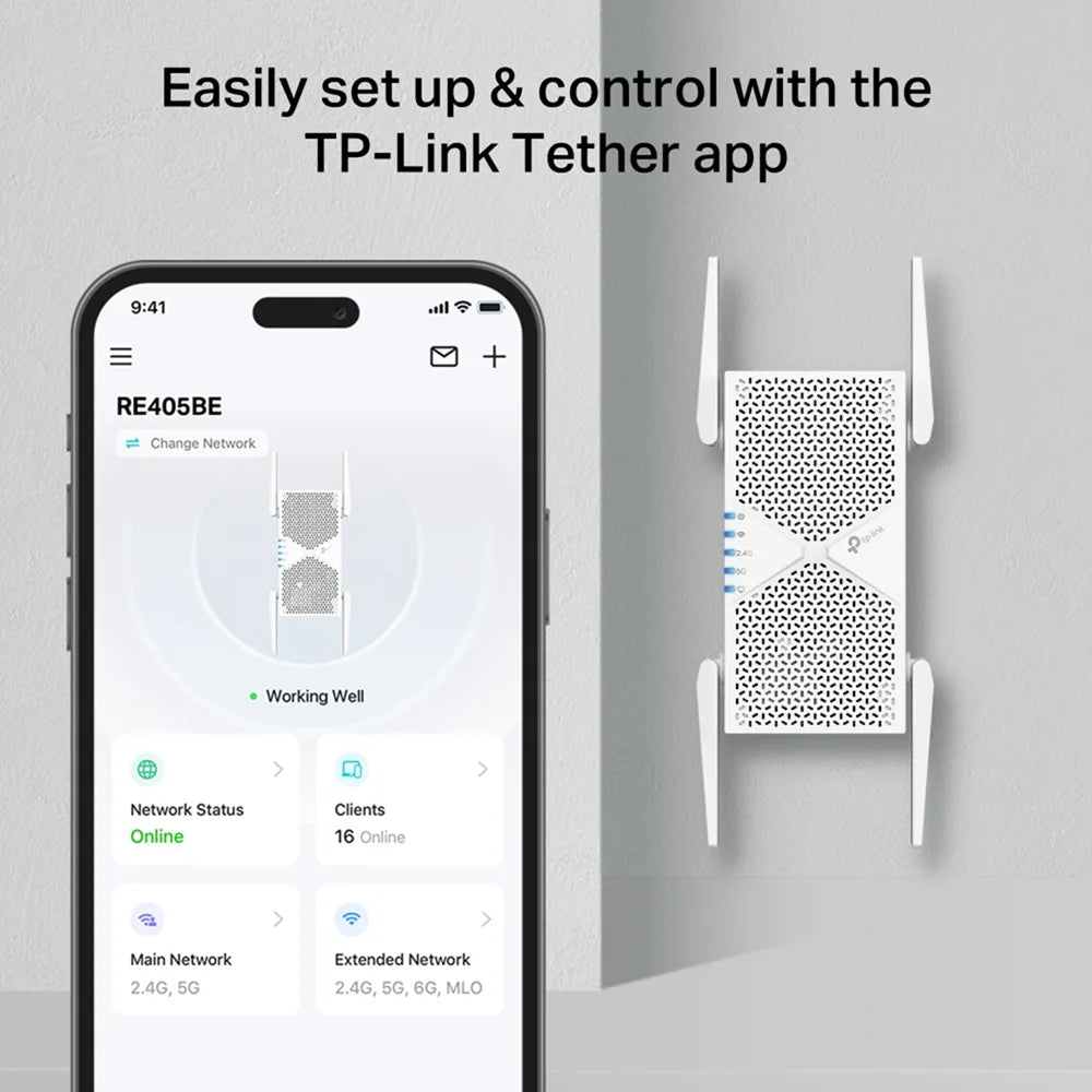 TP-Link RE405BE BE6500 Dual-Band WiFi 7 Range Extender, 2.5GE TP-Link