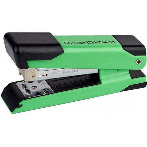 Raion Stapler Hdm-35, Staples 24/6,26/6, 30L, Green Neon ColorWaves