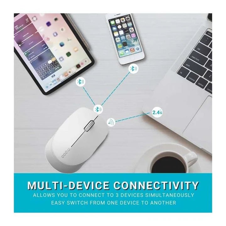 Rapoo M100 Silent Multi-mode Wireless Mouse - Light Grey ColorWaves