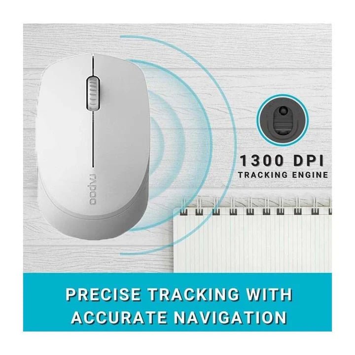Rapoo M100 Silent Multi-mode Wireless Mouse - Light Grey ColorWaves