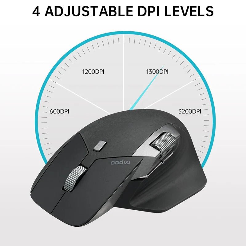 Rapoo MT760L Multi Mode Wireless Mouse - 2.4 GHz / 4000 DPI / Bluetooth - Light Black ColorWaves