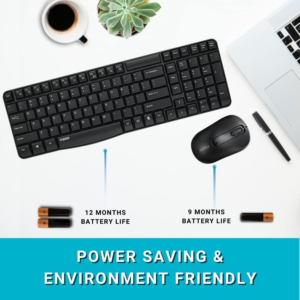 Rapoo X1800S Wireless Multimedia Keyboard & Optical Mouse AR - Black ColorWaves
